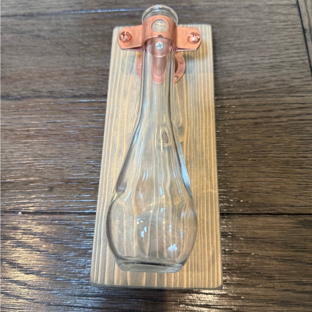 Glass Wall Vase with Copper Holder
